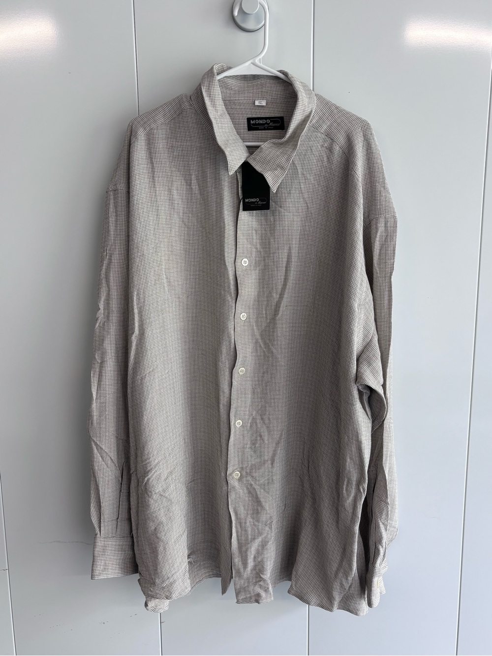 Mondo di Marco Beige White Check Long Sleeve Button-Up Shirt Men's 3XT Tall